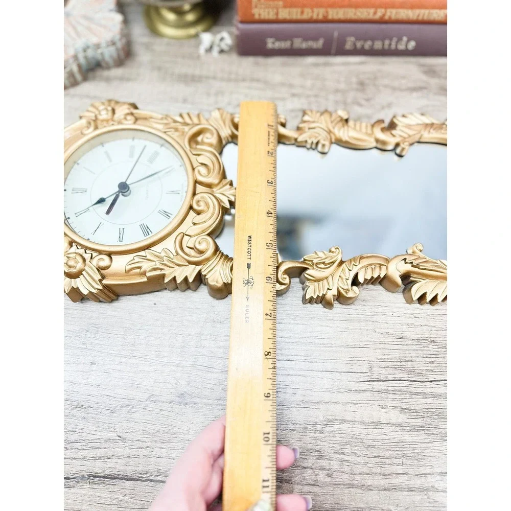 Vintage Gold Clock Mirror: Burwood Home Decor